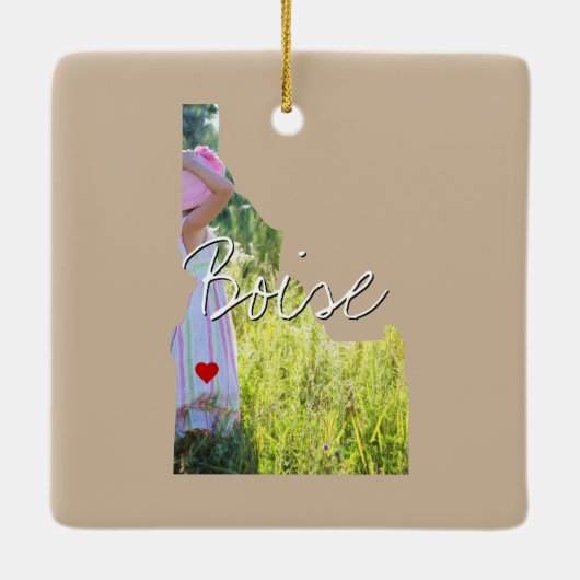 アイダホ州写真の挿入物と町名 セラミックオーナメント (裏面)