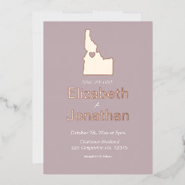 アイダホ州地図の目的地ウェディング・セーブ・ザ・デート ローズ 箔招待状