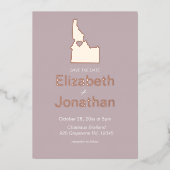 アイダホ州地図の結婚式場 ウェディング セーブ・ザ・デート ローズ 箔招待状 (正面)