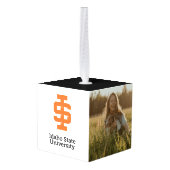 アイダホ州大学公式ロゴデザイン キューブオーナメント (裏面アングル)