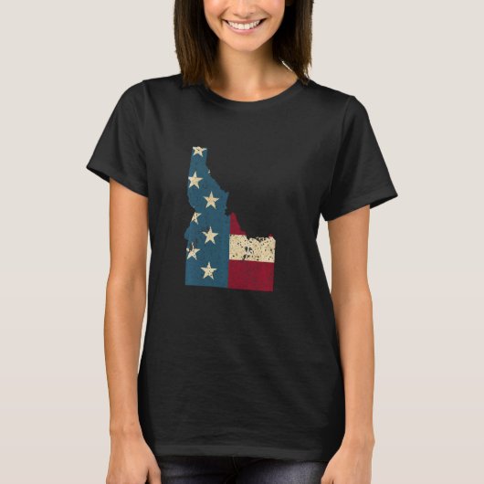 アイダホ州愛国米国国旗の女男性へ性と広告 Tシャツ (正面)