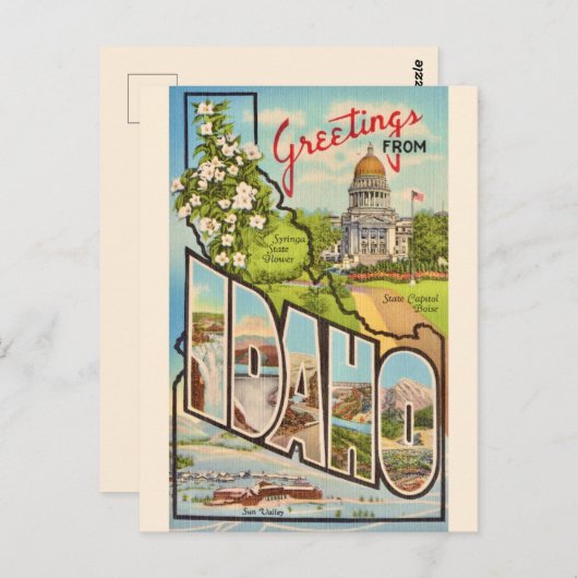 アイダホ州挨拶 ポストカード (正面/裏面)