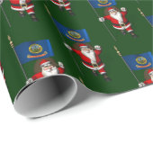 アイダホ州旗を持つサンタクロース ラッピングペーパー (ロールコーナー)