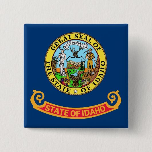 アイダホ州旗を持つボタン 缶バッジ (正面)