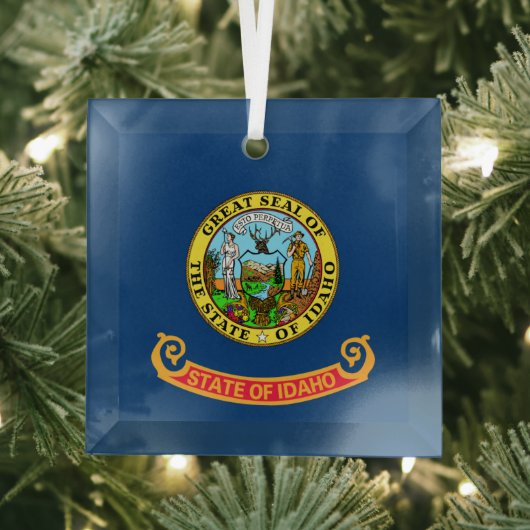 アイダホ州旗：ザ・ジェム州，アメリカ・マウンテン・ウエスト ガラスオーナメント (インサイチュ)