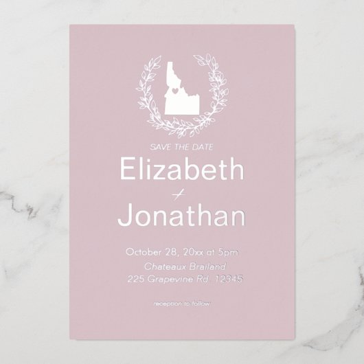 アイダホ州行き先結婚式 箔招待状 (正面)