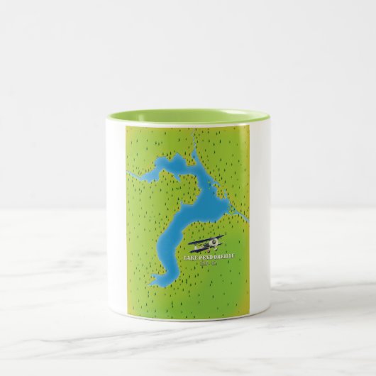 アイダホ湖の湖の地図 ツートーンマグカップ (中央)