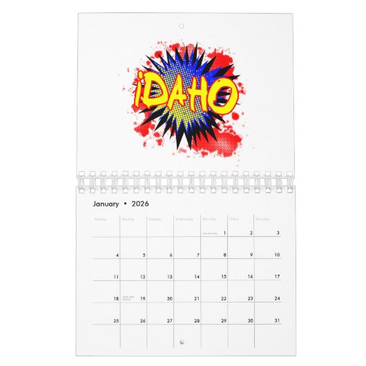 アイダホ漫画感嘆符 カレンダー (1月 2026)