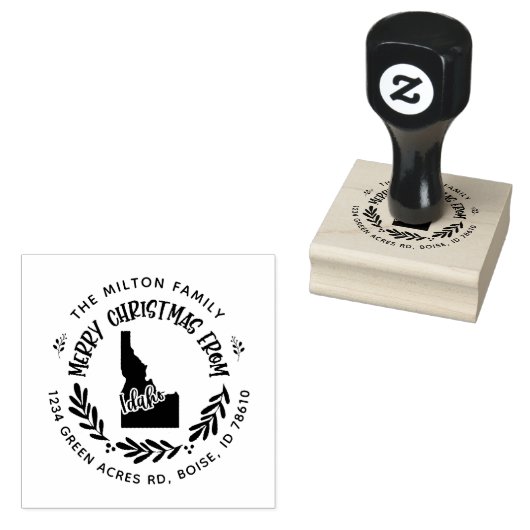 アイダホ素朴メリークリスマス差出人住所 ラバースタンプ (押印)