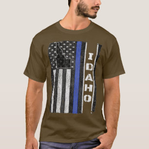 アイダホ薄いブルーライン警察週間Tアメリカ国旗のギフト Tシャツ