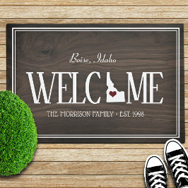 アイダホ・ウッドグレパーソナライズされたイン州 ドアマット