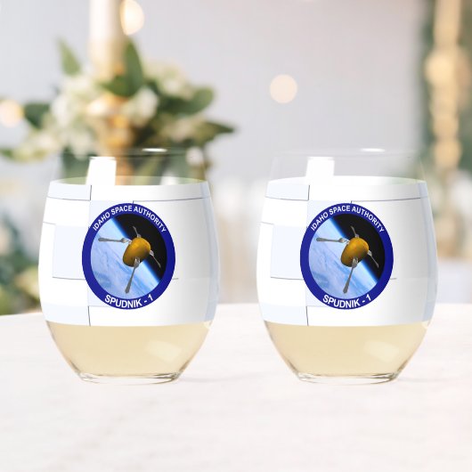 アイダホ・スプドニク衛星ミッションパッチ ステムなしワイングラス (インサイチュ (ウェディング))