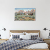 アイダホ – テトンMtsの騎乗男性のビュー。 キャンバスプリント (インサイチュ (寝室))