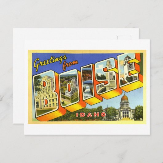 アイダホ・ボイセからのヴィンテージの挨拶 ポストカード (正面/裏面)