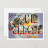 アイダホ・ヴィンテージ・トラベルCoeur d'Aleneからの挨拶 ポストカード (正面/裏面)