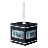 アイダホ「私は見た1」サスカッチライセンスプレート キューブオーナメント (裏面アングル)