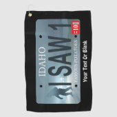 アイダホ「私は見た1」サスカッチライセンスプレート ゴルフタオル (正面)