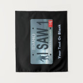 アイダホ「私は見た1」サスカッチライセンスプレート タペストリー (正面)