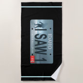 アイダホ「私は見た1」サスカッチライセンスプレート ビーチタオル (正面)