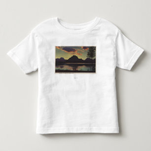 アイダホ- Mt. Moran及びjackson湖の薄暗がりの眺め トドラーTシャツ