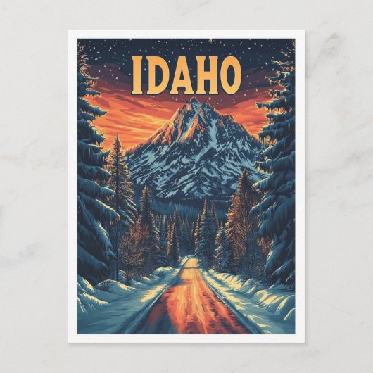 アイダホUSAアートヴィンテージイラストレーション旅行 ポストカード (正面)