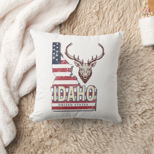 アイダ統一されたホ州レトロ地図ヴィンテージシカUSA クッション (ブランケット)