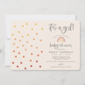 アイツアガール赤面ピンクパステルテラコッタレインボー 招待状 (正面)