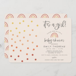 アイツアガール赤面ピンクパステルテラコッタレインボー 招待状