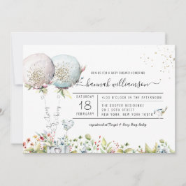 アイツイズボーイガールバルーンベビーシャワー招待状 招待状