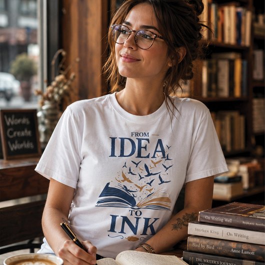 アイデアからインクへ 作家 著者 本の愛好家 文学 Tシャツ