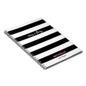 「アイディアとモノ」白黒ストライプ文字、名前 ノートブック (右側)