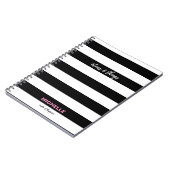 「アイディアとモノ」白黒ストライプ文字、名前 ノートブック (左側)