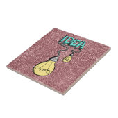 アイディア-レトロ電球デザインオンピンクグリッター タイル (側面)