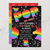 アイデッポップ・アートのトレインボーバースデーパーティ招待状 招待状 (正面/裏面)