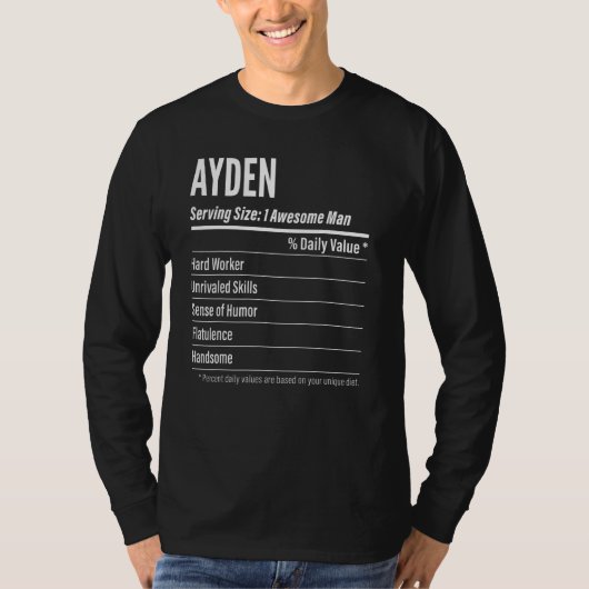 アイデンサービングサイズ栄養ラベルカロリー Tシャツ (正面)