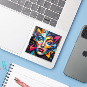 アイデンティティの断片 – 抽象的な肖像画 スクエア シール (ノートパソコンとiPhone)