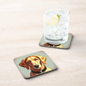 アイデンティティーを示す首輪付きゴールデン犬ラベル コースター (右側)