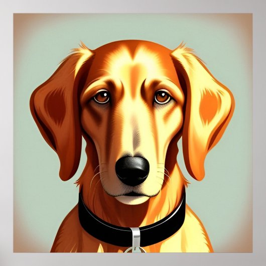 アイデンティティーを示す首輪付きゴールデン犬ラベル ポスター (正面)