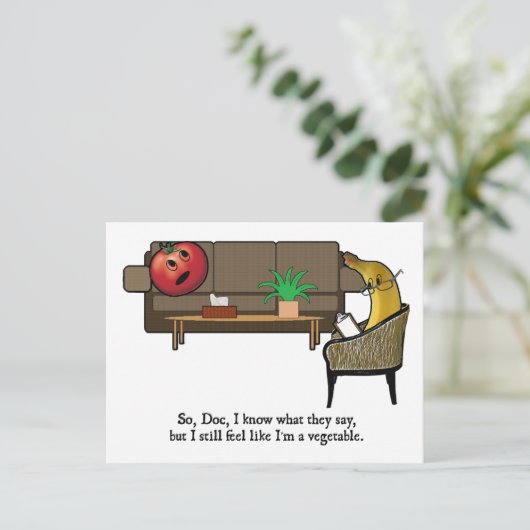 アイデンティティ危機、トマトが精神科医を見る ポストカード (スタンド正面)