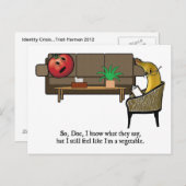 アイデンティティ危機、トマトが精神科医を見る ポストカード (正面/裏面)