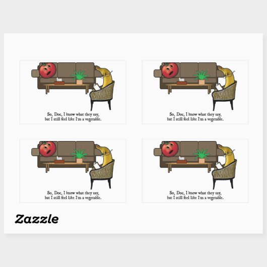 アイデンティティ危機、トマトが精神科医を見る 長方形シール (シート)