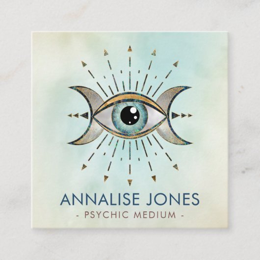 アイトリプルムーン – 宝石と金ゴールド スクエア名刺 (正面)