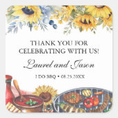 アイドゥ BBQ ヒマワリ ラスティック 婚約 パーティ スクエアシール (正面)