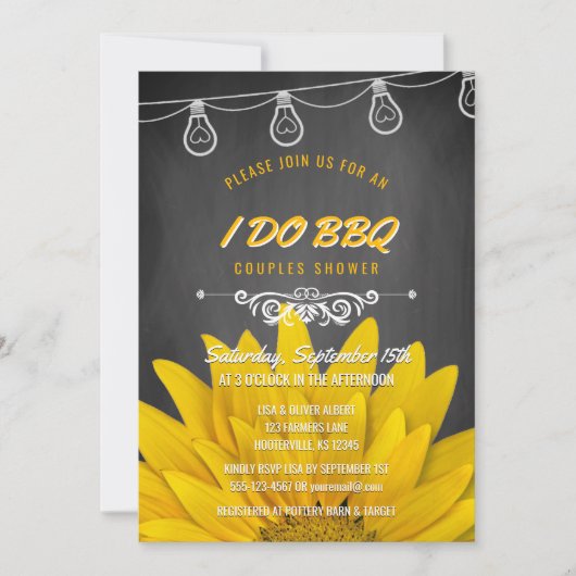 アイドゥBBQサンフラワーズ素朴カップルシャワーチョーク 招待状 (正面)