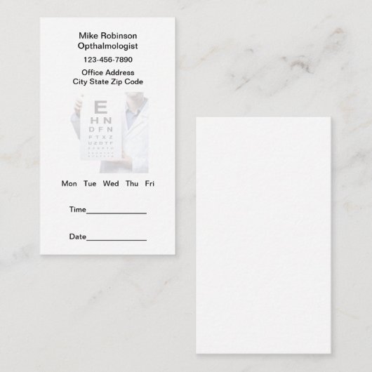 アイドクターアポイントメントリマインダー名刺 予約カード (正面/裏面)