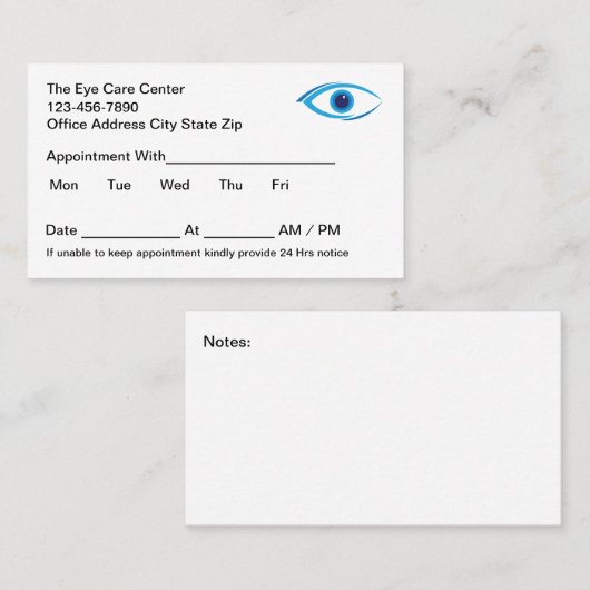 アイドクターオフィスアポイントメント名刺(新規) 予約カード (正面/裏面)