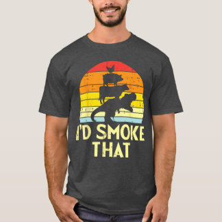 アイドスモークハットチキン+ポーク+ビーフレトロ恐竜BBQ Tシャツ