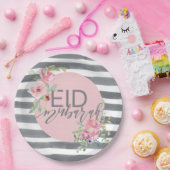 アイドムバラクピンク&グレーフローラ ペーパープレート (パーティー)