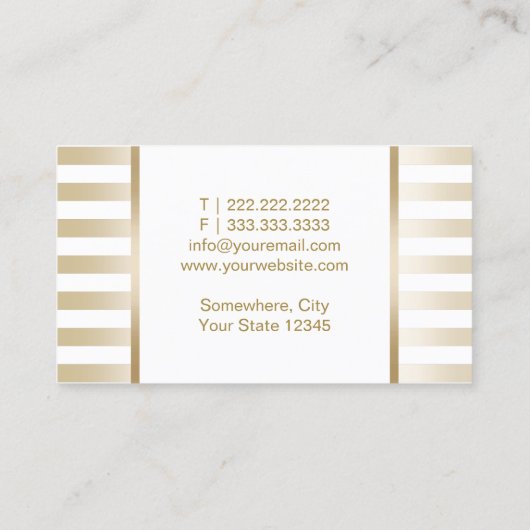 アイドラッシュエクステンションメイクアップアーティストシック金ゴールド ストライプ 名刺 (裏面)