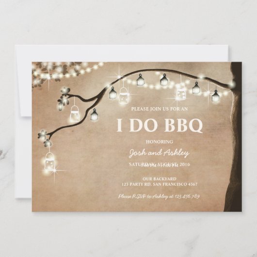 アイドBBQ婚約パーティカップルシャ素朴ワー 招待状 (正面)